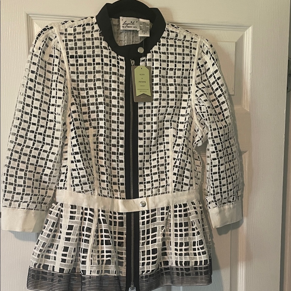 Business Casual: Black and White Grid Pattern Jacket